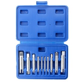 10 Pcs Screw Tap Extractor Set, High Speed Steel Extractor Tap Drill Set Broken Head Taps Remover Stripped Screw Tap with Box