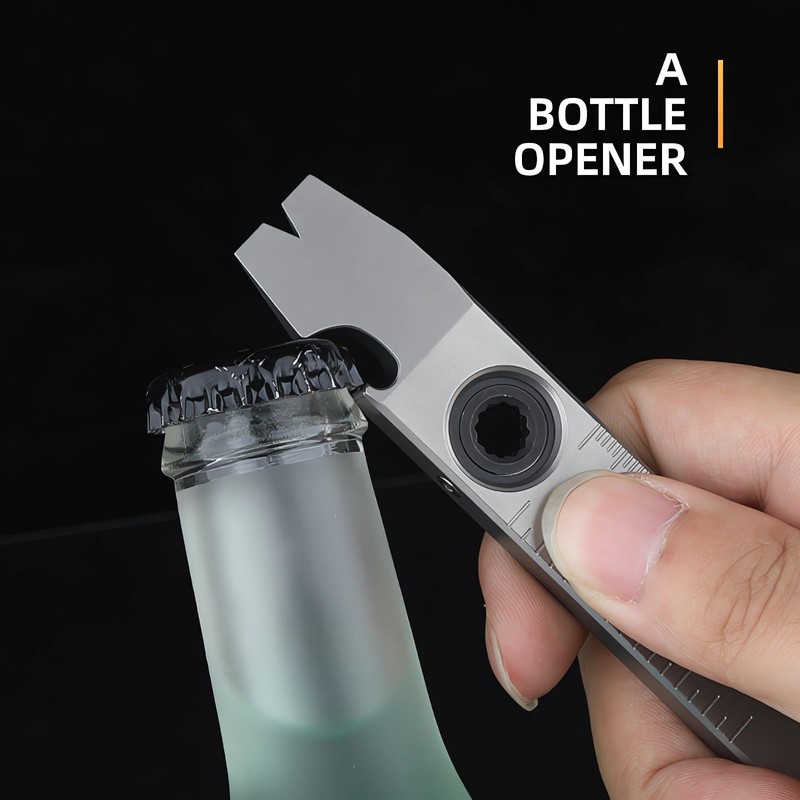 ResafeLy Titanium Pry Bar,Multi-tool,EDC Tool,Versatile Pry Tool,Bottle Opener,Wrench,Ratche screwdriver,Nail puller,Crowbar
