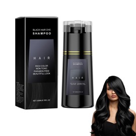 Hair Dye Shampoo, 200 Ml 3 In 1 Haarfärbeshampoo Hair Color Haarpflege Natürliches Haarfarbenshampoo Für Graues Haar, Lang Anhaltendes Haar-Instant-Dye-Shampoo Haarfarbe (Schwarz)