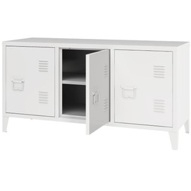 MIOCASA TV Stand Metal TV Table with Storage Steel 3 Door Locker Cabinet for Living Room