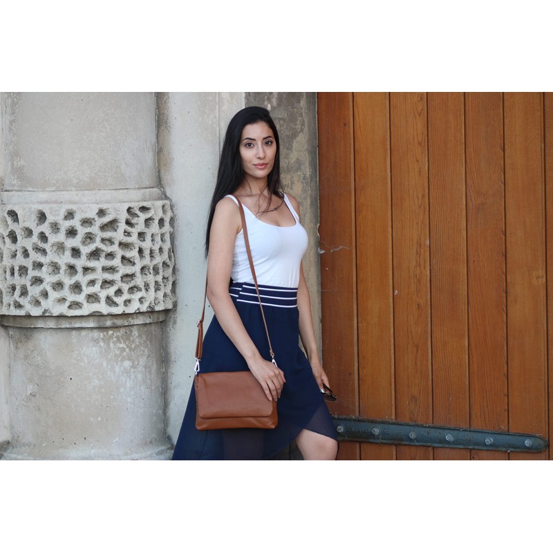 LiaTalia Womens Cross-Body Messenger Style Real Leather Adjustable Shoulder Strap