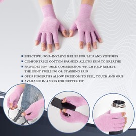 HENOTIC Arthritis Compression Gloves for Women Men, Fingerless Breathable & Moisture Wicking Compression Gloves for Relieving Carpal Tunnel Aches, Rheumatoid Pains, Joint Swell Purple L