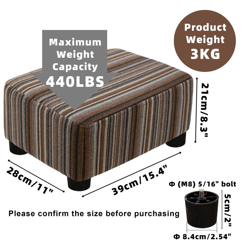 CAROLMADE Small Foot Stool Ottoman Footstool with Legs Under Desk