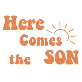 Here Comes The Son Baby Shower Wall Decal, Here Comes The Sun Vinyl Stickers Welcome Little Boy Backdrop Gender Reveal Party Favors Birthday Party Supplies Pregnancy Gift Creative Wall Decoration