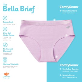 Lucky & Me | Bella Briefs | Girls Soft Cotton Tagless Underwear | 3-Pack (Confetti, 7/8 Years)