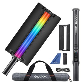 Godox LC500R Mini RGB Video Light Stick - Adjustable 360° Full Color Handheld LED Light Wand with Battery Grip and Barndoor