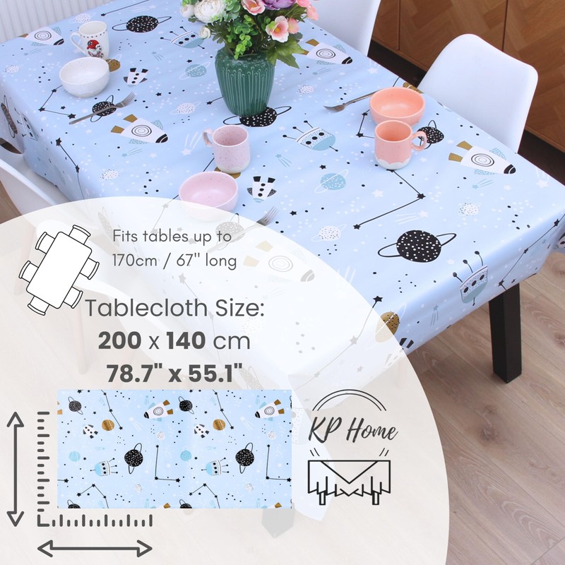KP HOME Wipe Clean Tablecloth Rectangular 78.7"x 55.1" (200x140cm) -