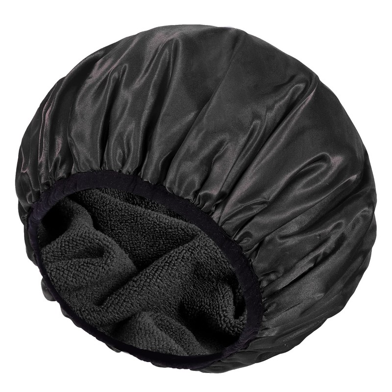 Gorros de ducha con forro de rizo, impermeable, reutilizable, triple