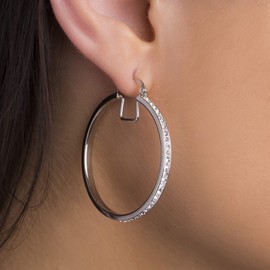 Devin Rose 40mm Hoop Earrings for Women made with Faceted Crystals in Rhodium Plated Brass Yellow