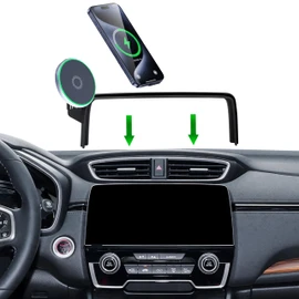 AbeeyGeomarn Car Phone Holder for 2017 2018 2019 2020 2021 2022 Honda CR-V Accessories 15W Fast Wireless Charger Screen Fixed Clip Cell Phone Mount Hands-Free 360 Degree Rotation (5/7 Inch)