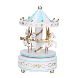 Merry GO Round Music Box Carousel Gift Christmas Wedding Birthday Gift Decor Blue