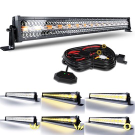 SLARY 32 Inch 180W LED Light Bar White/Amber Flasing Strobe Light with Six Modes Driving Fog Lights Spot Flood Combo Beam Bumper Lights with Switch Wiring Harness for Offroad Truck 4WD SUV ATV UTV