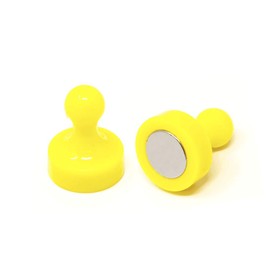 High Power Yellow Skittle Magnet for Fridge, Office, Whiteboard, Noticeboard, Filing Cabinet - 19mm dia x 25mm tall - Pack of 2