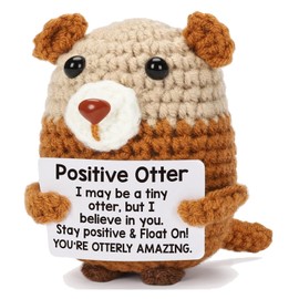 BAGUBDR Positive Crochet Animals, 12 * 8 * 5cm Otter Gifts With Affirmation Card Otter Crochet Gifts Crochet Animal Doll, for Friends Women Decoratio Gifts (Otter)