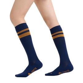 aepra Compression Socks for Women & Men, Breathable Knee High for Running, Hiking, Flying, Anti-Blister Support (1 Pair, Deep Sea Blue, L)