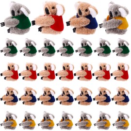RZJSLSHANHAI 32Pcs Koala Clip Koala Pencil Buddy 2.73" Brown Grey Plush Koala Clips Toppers Koala Bear Prizes Fuzzy Koala Bear Hugger Clip Animal Plush Pencil Clips Accessories(Blue Green Red Yellow)