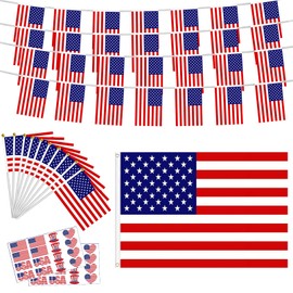 American Flags 5ft*3ft,Decorations Celebrating The 4th of July, Handheld American Flags,Patriotic Events Independence Day Decoration Sports Bars - 33 Feet (10m) 30Flags