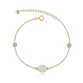 Meissa 925 Sterling Silver Birthstone Bracelet for Women Opal Charm Bracelet October Birthstone Jewelry Birthday Anniversary Christmas Gifts for Her Girls Mom Wife, Gold