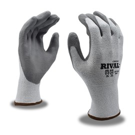 Cordova 3712GL Rival Light Gray 13-Gauge HPPE Shell Gloves, Gray Polyurethane Palm Coating, ANSI Cut Level A2, Large