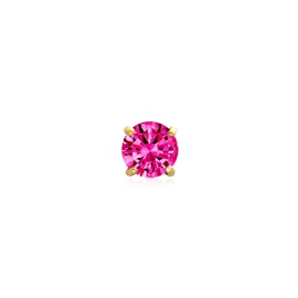 Minimalist Tiny Cubic Zirconia Red Fuchsia Pink Simulated Ruby CZ Round Helix Cartilage Ear Lobe Piercing Daith Round Solitaire 1 Piece Stud Earring Real 14K Yellow Gold Screw back 3MM