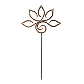 Vivaterra Zen Symbols Metal Garden Stakes, 9.5”L x .5”W x 28”H, Stakes for The Yard, Planters, Garden Pathways, Buddhist Symbols for The Yard, Japanese Gardens & Rock Gardens (Lotus)
