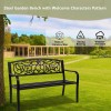 Unbranded US 50" Outdoor "Welcome" Pattern Backrest Cast Iron&PVC Bench