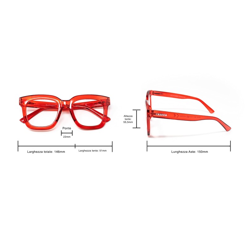 El Charro Damen Carolina Lesebrille, rot, M