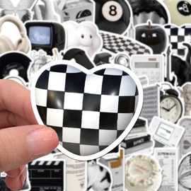 ZJSXINDI Stickers Aesthetic Waterproof Laptop Stickers Decals 61 Pcs for Water Bottle Laptop Computer Skateboard Bumper,Aesthetic Vsco Vinyl Stickers for Kids Teens Girls (Black and White)