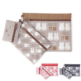 【3-Piece Set】Rabbit Pouch Storage Bag 3-in-1 Pouch Waterproof Travel Carrying Small Item Storage Cute Organization Gift L Size W27×H21 Cm M Size W19×H14 Cm S Size W11×H8 Cm Coffee Color