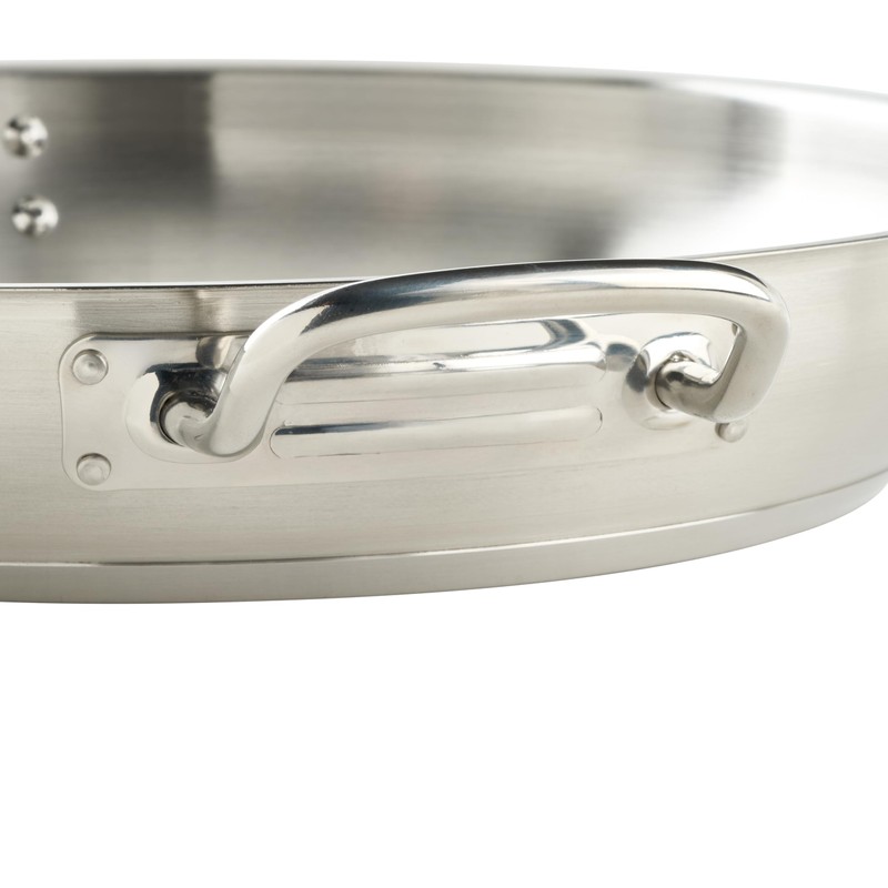 Winco Commercial-Grade Stainless Steel Fry Pan with Helper Handle, Natural