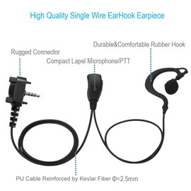 2 Pack Single Wire Earhook Earpiece for Motorola Vertex Radios VX-210 VX-231 VX-261 VX-264 VX-351 VX-354 VX-410 VX-424 VX-450 VX-451 VX-454 VX-459 EVX-261 EVX-531 EVX-534 EVX-539, G Shape Headset