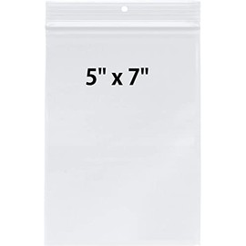 EZpack Clear Resealable Small Zipper Poly Bags 100 Pack, Transparent Mini Plastic Storage Bags for Jewelry, Candy, Beads (5x7)' for ASIN 'B09WZB6HH8