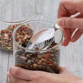 JapanBargain, Silver-Plated Stainless Steel Tea Scoop, Japanese Loose Tea/Matcha Scoop, Multi-Purpose for Coffee, Spices, Snacks and Dry Ingredients, Leaf Shape, Made in Japan
