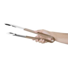 Hygiplas Colour Coded Serving Tong Brown 405mm - Stainless Steel Serving Tongs for Cocktail Garnishes, Ice, Buffet Kitchenware, Bar Tools HC850