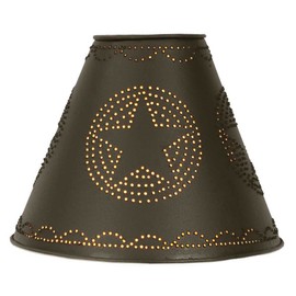 4" x 10" x 8" Punched Tin Star Lamp Shade in Rustic Brown