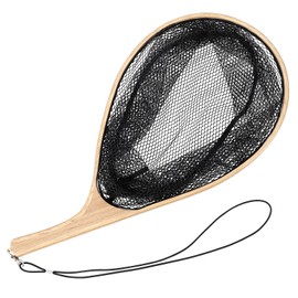 Elm Wood Fly Fishing Net - Rubber Troutnet with Fish-Friendly Landing Net for Catch & Release, Telescoping Handle Alternative, Fly Fishing Accessories