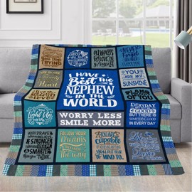 Dulkjio Gifts for Nephew, Nephew Blanket from Auntie, Nephew Birthday Gifts, Nephew Gifts from Auntie, Birthday Gifts for Nephew, Gifts for Nephew from Aunt Uncle, to My Nephew Throw Blanket 60"X50"