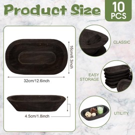 Nuogo 10 Pack Wooden Dough Bowls Bulk Rustic Dough Bowls for Wedding DIY Candle Home Crafts Making Farmhouse Fruits Supplies Decoration(8.5 Inches,Black)