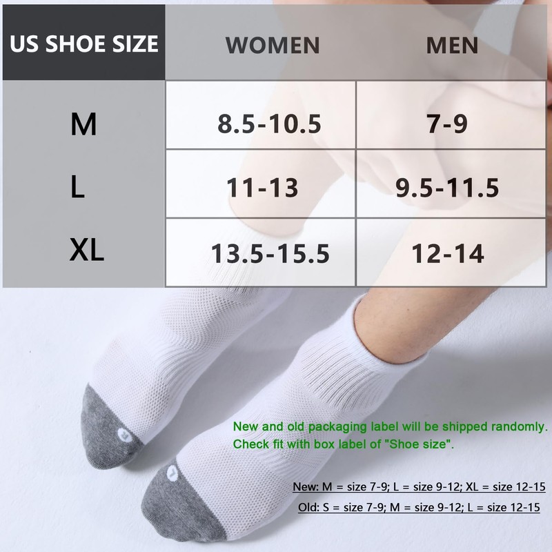 FITRELL 6 Pack Men's Athletic Ankle Socks Cushioned Sports Running