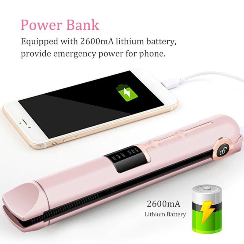 2 in 1 Curling Iron and Straightener USB Wireless Straightener