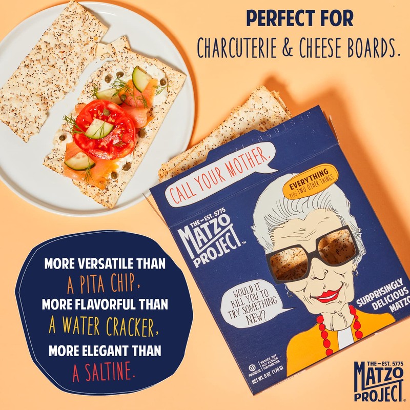 The Matzo Project Crispy Matzo Flats, Flatbread Crackers Sprinkled with