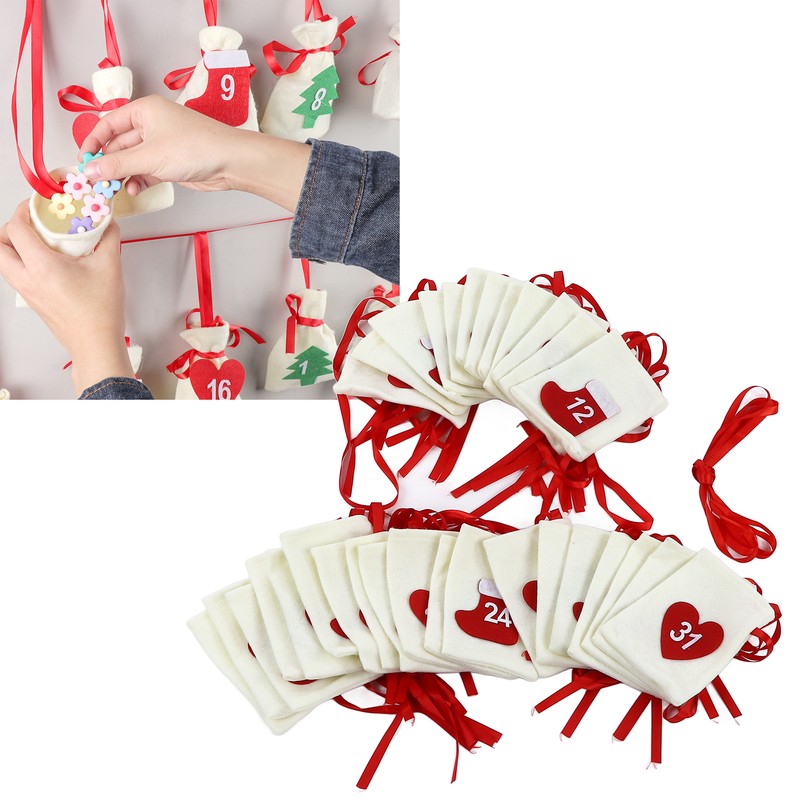 Christmas Advent Calendar Bags 31 Days Hanging Countdown Felt Gift