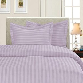 Elegant Comfort 1500 Thread Count -Damask Stripes- Egyptian Quality Luxurious Silky Soft Wrinkle & Fade Resistant 3pc Duvet Cover Set, Full/Queen, Lilac