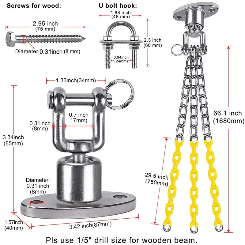 BeneLabel Tire Swing Kit - Heavy Duty Swing Hanger with