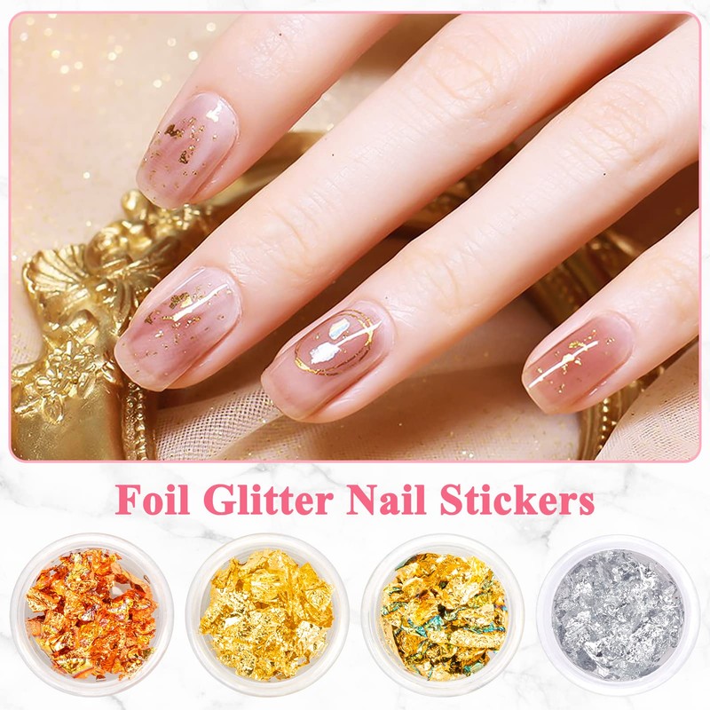 MELLIEX Nail Powder Set, Includes 4 Chrome Nail Powders, 5