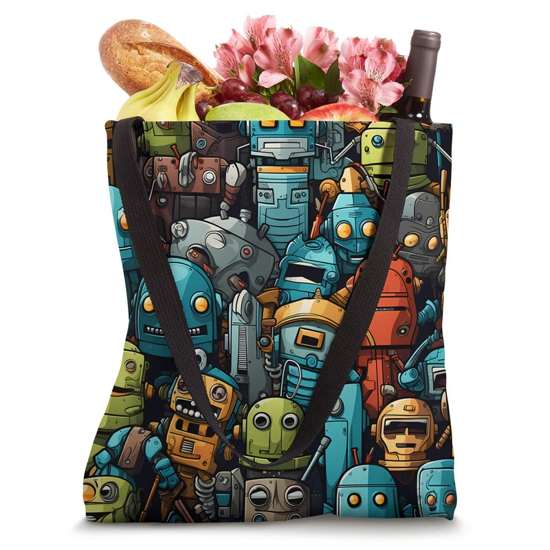 Distressed Funny Robot Pattern in Comic Style, A Cute Robot