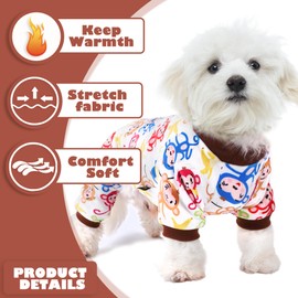 Small Dog Sweater, Fall Winter Cute Dog Pajamas, Warm Chihuahua Sweater, Soft Dog Clothes Outfit for Yorkie, Pet Puppy Pjs Cat Sweater Monkeys, Ducks (Small)