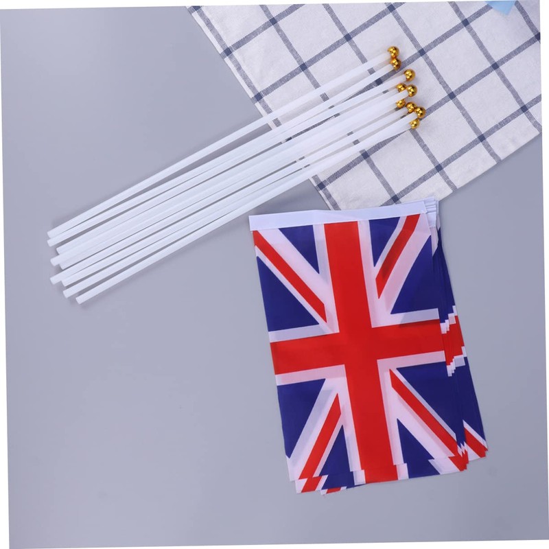 Tofficu Mini UK Flags 50pc Set of Britain Waving Flags