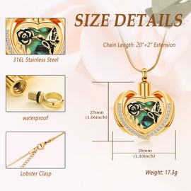 Sea Turtle/Hummingbird Heart Urn Necklace for Ashes Abalone Shell Cremation Jewelry Stainless Steel Memorial Necklaces Ash Holder for Human Pet Keepsake Jewelry with Fill Tool