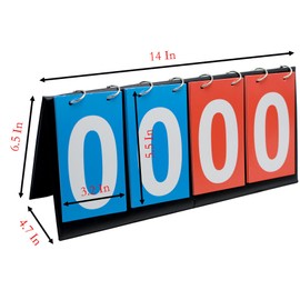 YIKANGHENG Scoreboard, 14 Inch x 6.5 Inch PU Leather Waterproof Score Keeper Flipper for Basketball, Volleyball, Table Tennis and Competition (4 Digits)